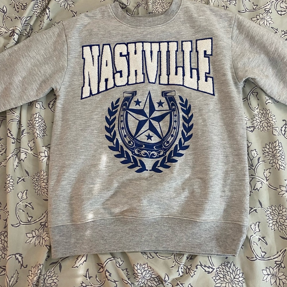 Gray Nashville Sweatshirt with Blue Design